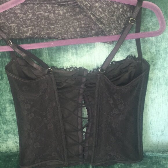 Lace up Black Lace Corset Top adjustable straps SHEIN Medium Gothcore Fairycore - Picture 9 of 9